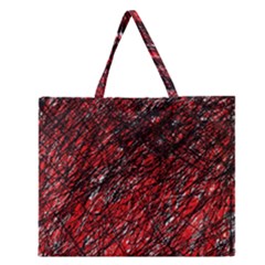 Red And Black Pattern Zipper Large Tote Bag