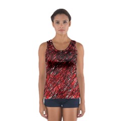 Red And Black Pattern Women s Sport Tank Top  by Valentinaart