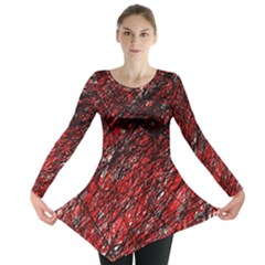 Red And Black Pattern Long Sleeve Tunic 