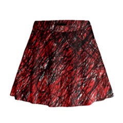 Red And Black Pattern Mini Flare Skirt by Valentinaart