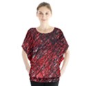 Red and black pattern Batwing Chiffon Blouse View1