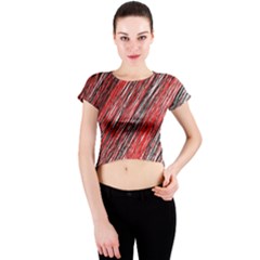 Red And Black Elegant Pattern Crew Neck Crop Top