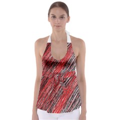 Red And Black Elegant Pattern Babydoll Tankini Top