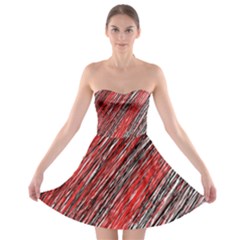 Red And Black Elegant Pattern Strapless Dresses