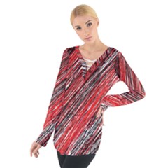 Red And Black Elegant Pattern Women s Tie Up Tee