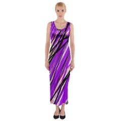 Purple Pattern Fitted Maxi Dress