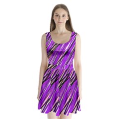 Purple Pattern Split Back Mini Dress 