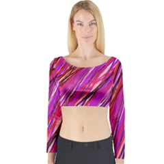 Purple Pattern Long Sleeve Crop Top