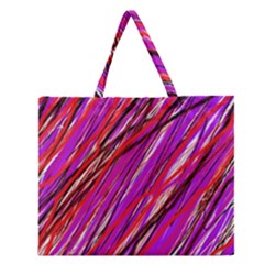 Purple Pattern Zipper Large Tote Bag