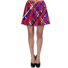 Red And Blue Pattern Skater Skirt