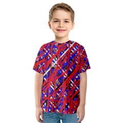 Red And Blue Pattern Kid s Sport Mesh Tee