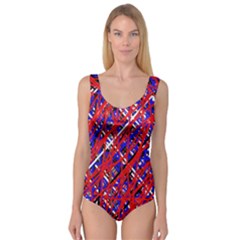 Red And Blue Pattern Princess Tank Leotard 