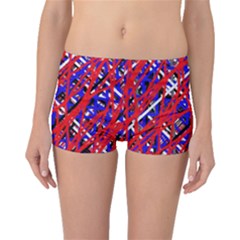 Red And Blue Pattern Boyleg Bikini Bottoms