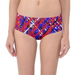 Red And Blue Pattern Mid-waist Bikini Bottoms