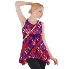 Red And Blue Pattern Side Drop Tank Tunic