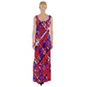 Red and blue pattern Maxi Thigh Split Dress View2