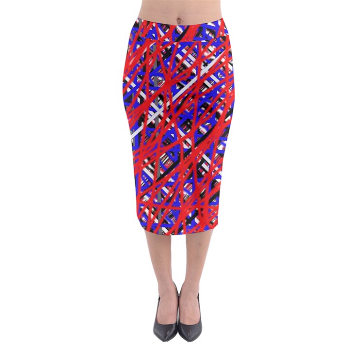 Red and blue pattern Midi Pencil Skirt