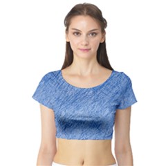 Blue Pattern Short Sleeve Crop Top (tight Fit)