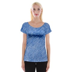 Blue Pattern Women s Cap Sleeve Top