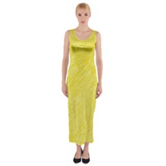 Yellow Pattern Fitted Maxi Dress