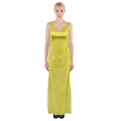 Yellow Pattern Maxi Thigh Split Dress