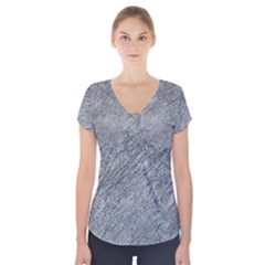 Gray Pattern Short Sleeve Front Detail Top by Valentinaart