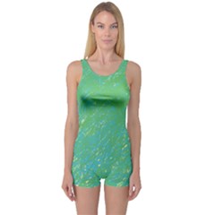 Green Pattern One Piece Boyleg Swimsuit by Valentinaart