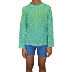 Green Pattern Kid s Long Sleeve Swimwear