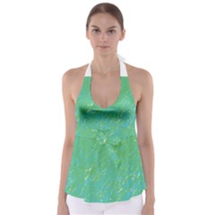 Green Pattern Babydoll Tankini Top