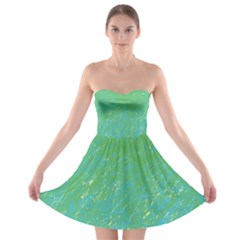 Green Pattern Strapless Dresses