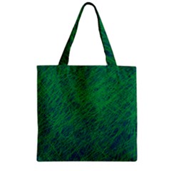 Deep Green Pattern Zipper Grocery Tote Bag