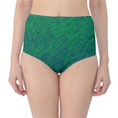 Deep Green Pattern High-waist Bikini Bottoms