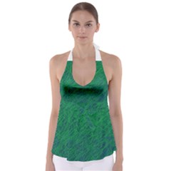 Deep Green Pattern Babydoll Tankini Top