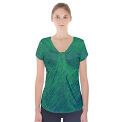 Deep Green Pattern Short Sleeve Front Detail Top by Valentinaart