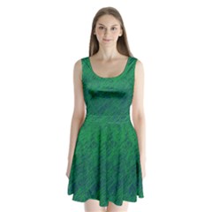 Deep Green Pattern Split Back Mini Dress 