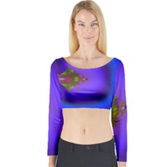 Into The Blue Fractal Long Sleeve Crop Top