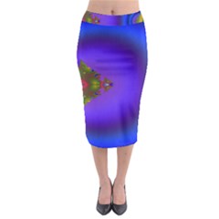 Into The Blue Fractal Midi Pencil Skirt