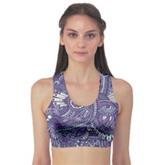 Purple Hippie Flowers Pattern, Zz0102, Sports Bra by Zandiepants