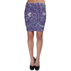 Purple Hippie Flowers Pattern, Zz0102, Bodycon Skirt by Zandiepants