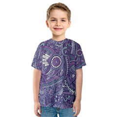 Purple Hippie Flowers Pattern, Zz0102, Kid s Sport Mesh Tee