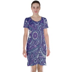 Purple Hippie Flowers Pattern, Zz0102, Short Sleeve Nightdress by Zandiepants