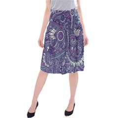 Purple Hippie Flowers Pattern, Zz0102, Midi Beach Skirt by Zandiepants