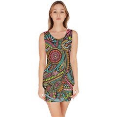 Colorful Hippie Flowers Pattern, Zz0103 Sleeveless Bodycon Dress