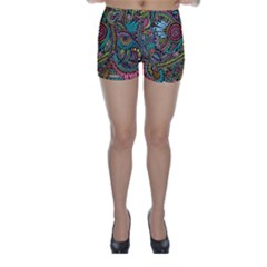 Colorful Hippie Flowers Pattern, Zz0103 Skinny Shorts by Zandiepants