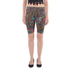 Colorful Hippie Flowers Pattern, Zz0103 Yoga Cropped Leggings by Zandiepants