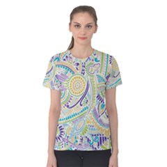 Hippie Flower Pattern Purple Yellow Green Zz0104 Women s Cotton Tee