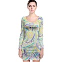 Hippie Flower Pattern Purple Yellow Green Zz0104 Long Sleeve Bodycon Dress View1