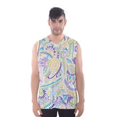 Hippie Flower Pattern Purple Yellow Green Zz0104 Men s Basketball Tank Top