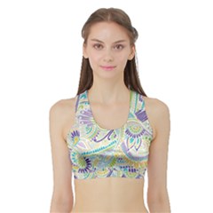 Hippie Flower Pattern Purple Yellow Green Zz0104 Sports Bra With Border by Zandiepants