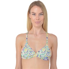 Hippie Flower Pattern Purple Yellow Green Zz0104 Reversible Tri Bikini Top